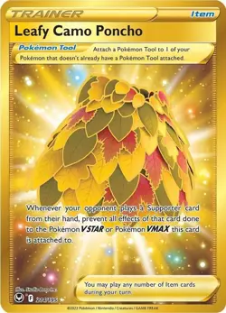 Pokemon TCG Leafy Camo Poncho 214/195 Silver Tempest Gold Full Art Secret Rare - Image 1