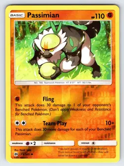 Passimian 73/149 2017 Sun & Moon Base Set Pokemon Card Reverse Holo - Nm/Vlp - Image 1