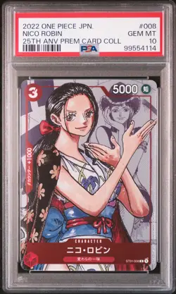 2022 ONE PIECE JPN 25TH ANNIVERSARY PREMIUM CARD COLL #008 NICO ROBIN PSA 10 - Image 1