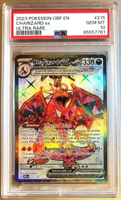 2023 Pokemon Obf EN-Obsidian Flames Charizard EX #215 Ultra Rare PSA 10 - Image 1
