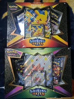 Pokemon Shining Fates Pikachu V And Shiny Eldergross V Collection Sealed - Image 1
