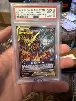 PSA Graded 2019 Pokemon Moltres Zapdos Articuno GX #SM210 Gem Mint 10 - Image 1