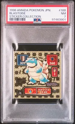 1996 AMADA POKEMON JAPANESE STICKER COLLECTION #188 BLASTOISE PSA 7 - Image 1