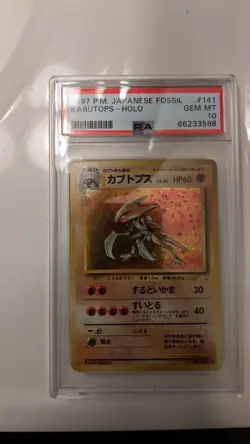 PSA 10 1997 Kabutops Pokemon Card Japanese Fossil Holo #141 Vintage GEM MINT - Image 1