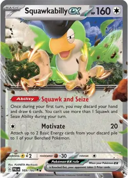 Squawkabilly ex 169/193 Paldea Evolved DOUBLE RARE Holo Pokemon Card NM - Image 1