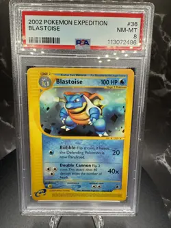 2002 POKEMON EXPEDITION #36 BLASTOISE PSA 8 - Image 1