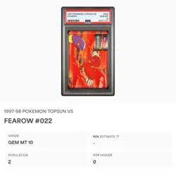 PSA 10 GEM MINT Fearow Vs. Ekans #022 Topsun Carddass Vending Pokemon 1997 POP 2 - Image 2