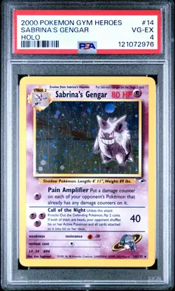 2000 POKEMON GYM HEROES HOLO #14 SABRINA'S GENGAR PSA 4 - Image 1