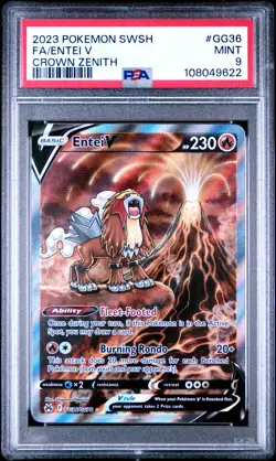 2023 POKEMON SWORD & SHIELD CROWN ZENITH #GG36 FULL ART/ENTEI V PSA 9 - Image 1