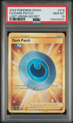 2022 POKEMON SWORD & SHIELD LOST ORIGIN SECRET #216 FULL ART/DARK PATCH PSA 10 - Image 1