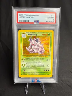 1999 POKEMON BASE SET UNLIMITED #11 / 102 NIDOKING HOLO - PSA 8 - Image 1