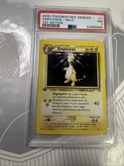 2000 Pokemon Neo Genesis 1st Edition Ampharos Holo 1 PSA 7 Near Mint NM #1 - Image 1
