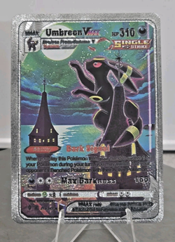 Pokemon Umbreon VMAX 310hp Dynamax Silver Foil Fan Art Collector Card Moonbreon - Image 1
