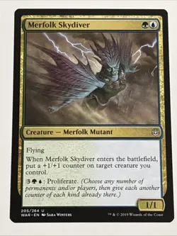 MTG War of the Spark Merfolk Skydiver 205/264 NM - Image 1