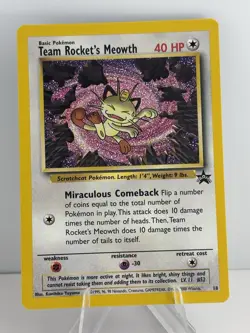 Team Rocket's Meowth 18/53 Wotc Black Star Promo Regular Pokemon NM - Image 1