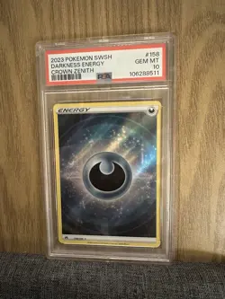 2023 Pokemon Sword & Shield Crown Zenith #158 Darkness Energy PSA 10 - Image 1