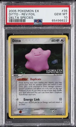 2005 POKEMON EX DELTA SPECIES #35 DITTO-REVERSE FOIL PSA 10 - Image 1