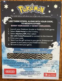 Pokemon Scarlet and Violet: Gamestop Shiny Miraidon OR Koraidon Code UNSCRATCHED - Image 2
