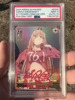 PSA 9 10 Power Chainsaw Man Weiss Schwarz OFR Card Signed By VA Sarah W. - Image 1