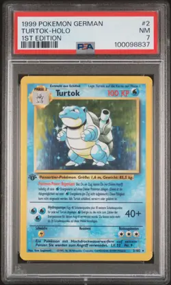 1999 POKEMON GERMAN 1ST ED #2 TURTOK-HOLO PSA 7 - Image 1