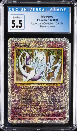 2002 POKEMON LEGENDARY COLLECTION REVERSE HOLO #29 MEWTWO CGC 5.5 - Image 1