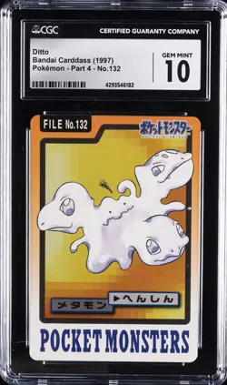1997 BANDAI CARDDASS POKEMON - PART 4 #132 DITTO CGC 10 GEM MINT - Image 1