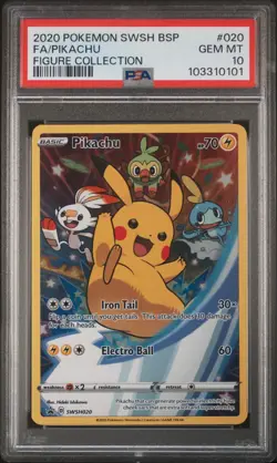 2020 POKEMON SWSH PROMO FIGURE COLLECTION #020 FULL ART/PIKACHU PSA 10 - Image 1