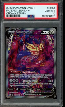 2023 POKEMON SWORD & SHIELD CROWN ZENITH #GG54 FULL ART/ZAMAZENTA V PSA 10 - Image 1