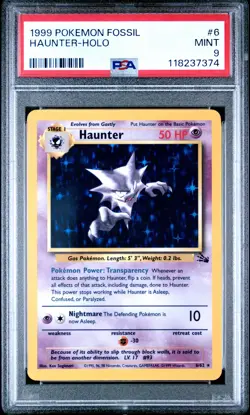 1999 POKEMON FOSSIL #6 HAUNTER-HOLO PSA 9 - Image 1