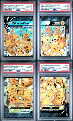 Pokemon SWSH Celebrations Pikachu V Union Collection #139-142 PSA 10 Sequential - Image 1