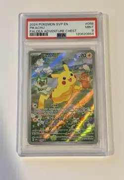 Pokemon SVP en Paldea Adventure Chest Pikachu BSP 088 PSA 9 Mint - Image 1