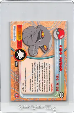 Arbok #24 - BLACK Logo - Non-Holo - SERIES 1 - TOPPS POKEMON CARD - NM - Image 2