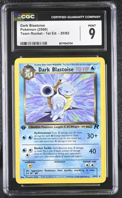 CGC 9 MINT Dark Blastoise Team Rocket 1st Edition 20/82 Pokemon Card - Image 1