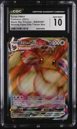 🐶🐶 CGC 10 Eevee VMAX SWSH087 SWSH Sword & Shield Promo Cards Holo - Image 1