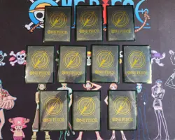 ONE PIECE TCG Official Card Sleeves Std Black / Gold Blk Bordr PACK OF 10 UNUSED - Image 1