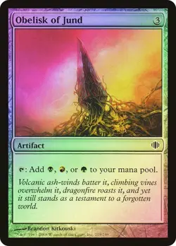 1 x FOIL Obelisk of Jund MTG Shards of Alara NM Artifact - Image 1