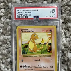 1999 Pokemon Base Set Shadowless Charmander 46/102 PSA 9 Mint - Image 4