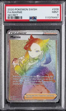 2020 POKEMON SWORD & SHIELD SECRET #208 FULL ART/MARNIE PSA 9 - Image 1
