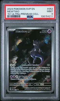 2023 POKEMON SVP EN-SV BLACK STAR PROMO 151 ULTRA-PREM COLL #052 MEWTWO PSA 9 - Image 1
