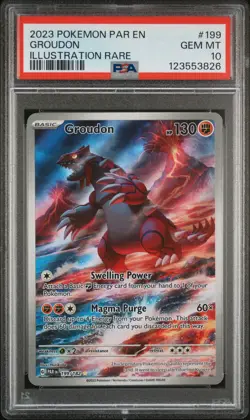 2023 POKEMON PAR EN-PARADOX RIFT ILLUSTRATION RARE #199 GROUDON PSA 10 - Image 1