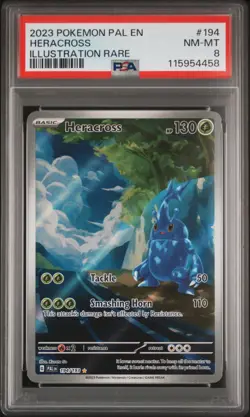 2023 POKEMON PAL EN-PALDEA EVOLVED ILLUSTRATION RARE #194 HERACROSS PSA 8 - Image 1