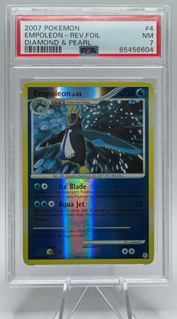 2007 POKEMON DIAMOND & PEARL #4 EMPOLEON-REVERSE FOIL PSA 7 NM - Image 1