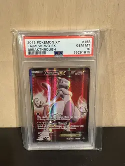 Pokemon TCG Mewtwo EX Full Art Ultra Rare XY Breakthrough 158/162 PSA 10 GEM MT - Image 1