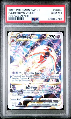 2023 POKEMON SWORD & SHIELD CROWN ZENITH #GG46 FULL ART/DEOXYS VSTAR PSA 10 - Image 1