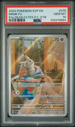 2024 POKEMON PALDEAN FATES POKEMON CENTER ETB PROMO SVP #075 MIMIKYU PSA 10 - Image 1