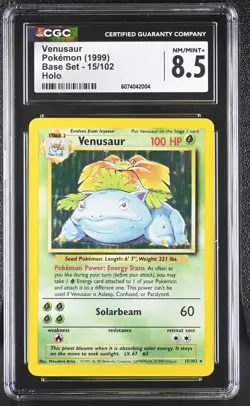 CGC 8.5 Venusaur 1999 Base Set 15/102 Holo Pokemon Card - Image 1