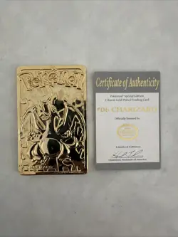 Vintage Pokemon Limited Edition 1999 Charizard 23K Gold Plated Trading Card BK - Image 1