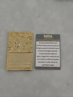 Vintage Pokemon Limited Edition 1999 Charizard 23K Gold Plated Trading Card BK - Image 2