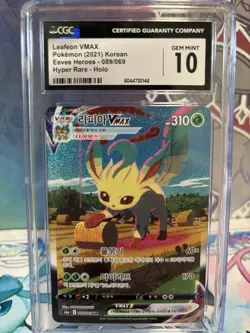 Pokemon TCG CGC 10 Leafeon VMAX 089/069 S6a: Eevee Heroes KOREAN Evolving Skies - Image 1