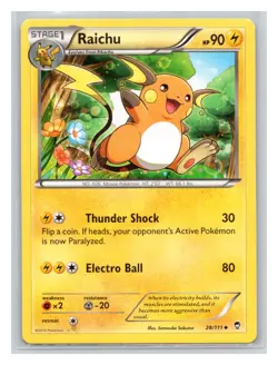 Pokemon TCG Raichu 28/111 XY - Furious Fists Normal LP - Image 1